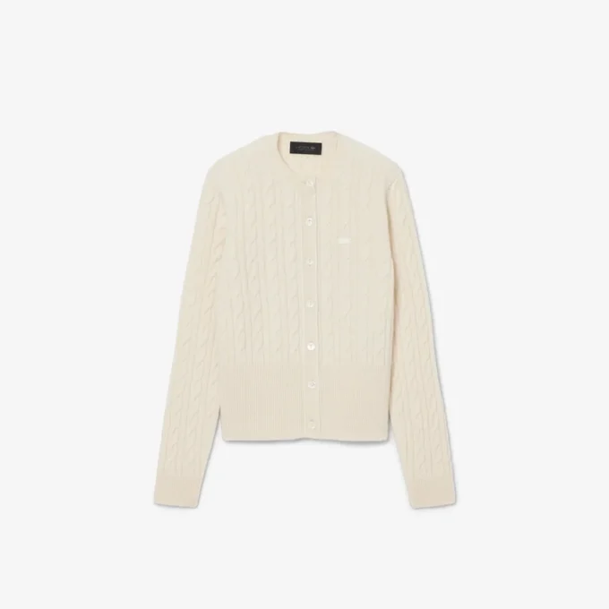 Runway Kaschmir-Strickjacke mit Zopfmuster