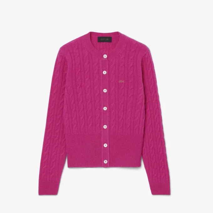 Runway Kaschmir-Strickjacke mit Zopfmuster