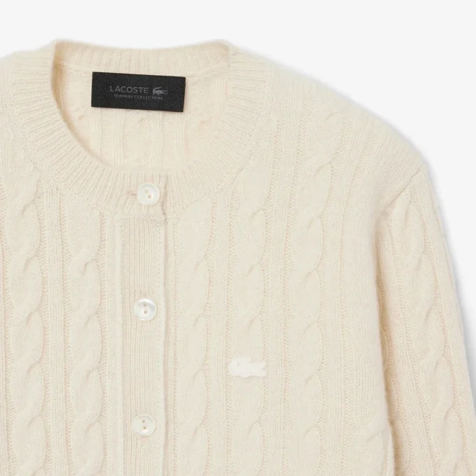 Runway Kaschmir-Strickjacke mit Zopfmuster