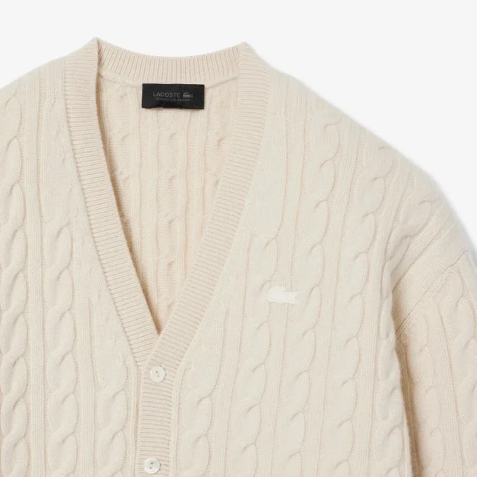 Runway Kaschmir-Strickjacke mit Zopfmuster