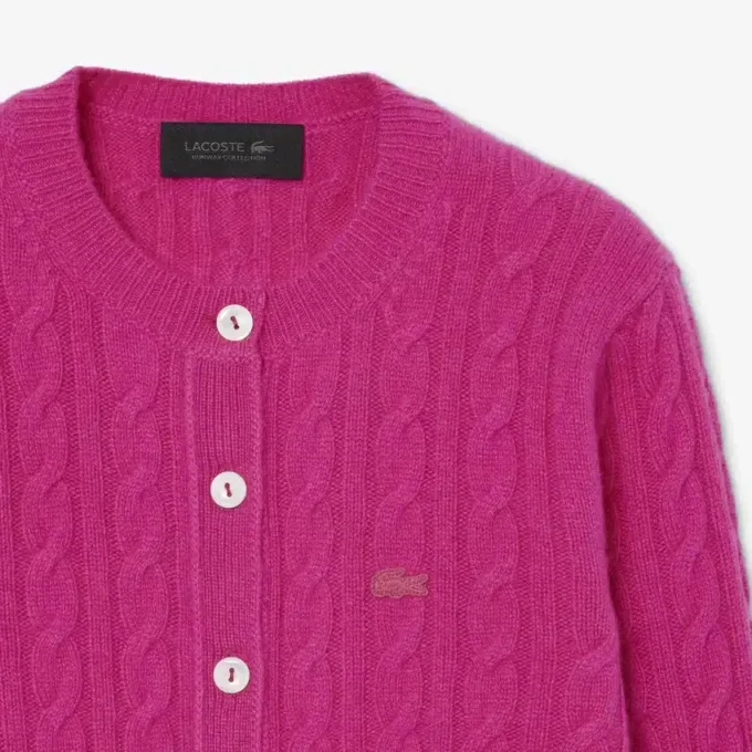 Runway Kaschmir-Strickjacke mit Zopfmuster