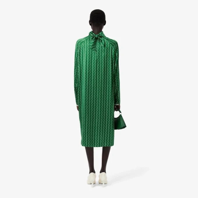Runway-Kleid mit Satin-Schalausschnitt und Print