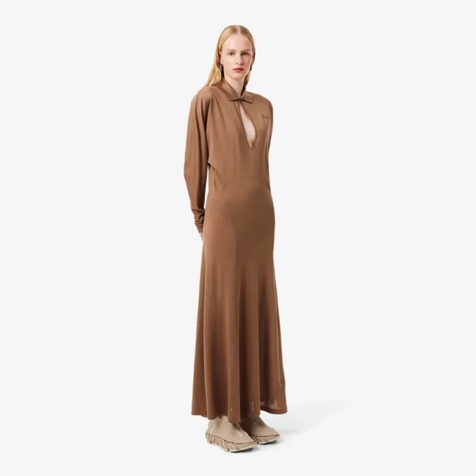 Runway-Maxikleid mit Polokragen aus Seide
