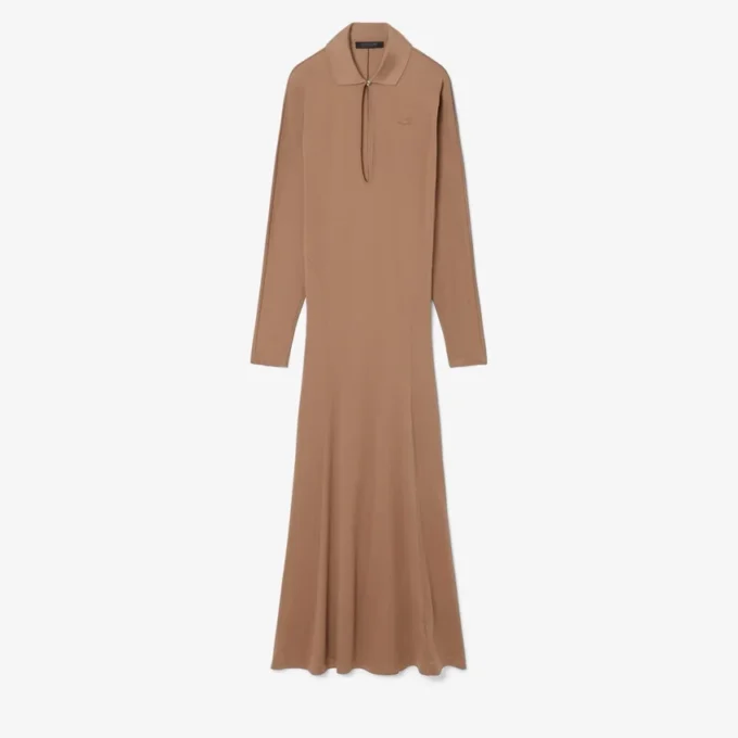 Runway-Maxikleid mit Polokragen aus Seide