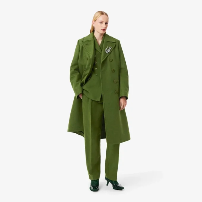 Runway-Peacoat aus langer Slub-Wolle