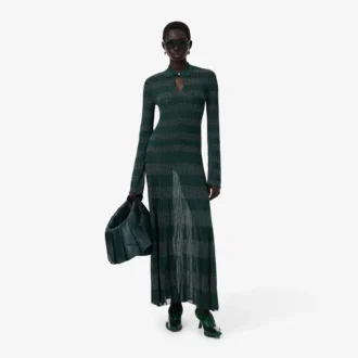 Runway Polo Collar Pointelle Maxikleid