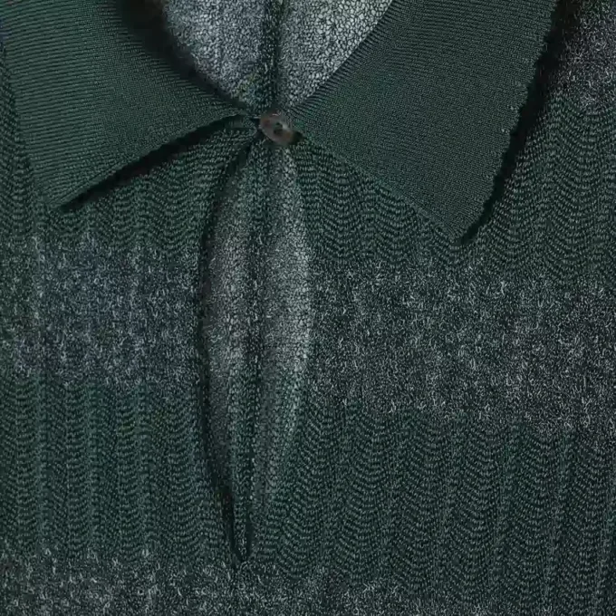 Runway Polo Collar Pointelle Maxikleid