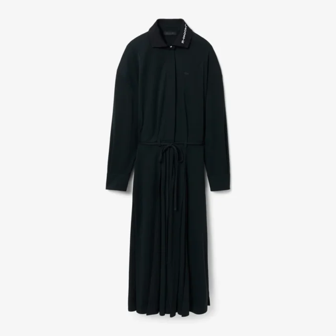 Runway-Poloshirt-Maxikleid mit Plissee