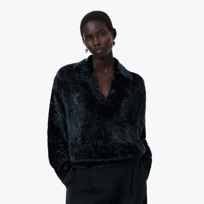 Runway-Poloshirt mit Velours-Kragen