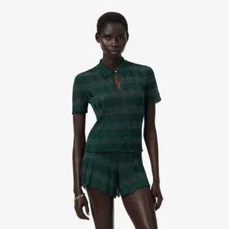 Runway-Pullover mit Polo-Kragen aus Pointelle