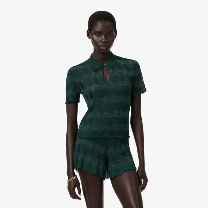 Runway-Pullover mit Polo-Kragen aus Pointelle
