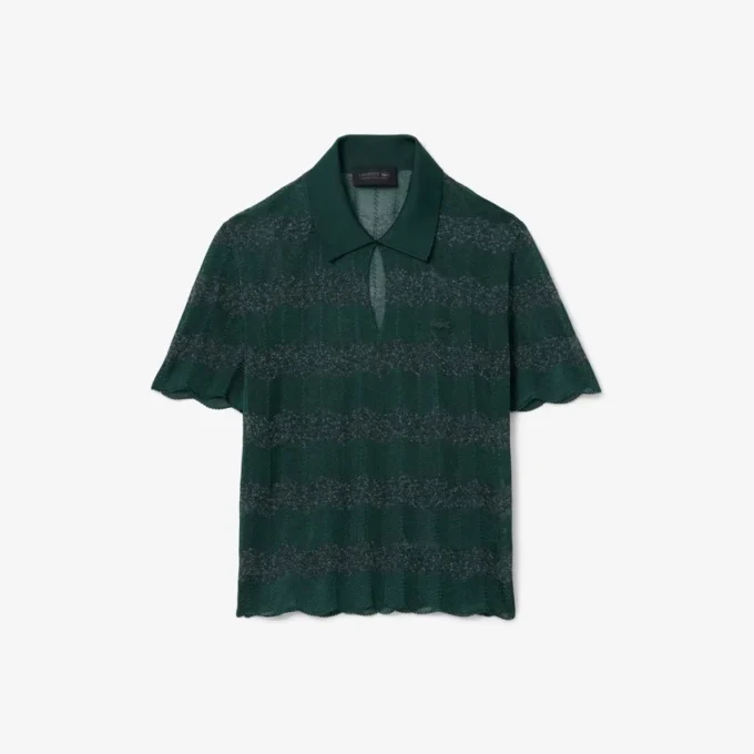 Runway-Pullover mit Polo-Kragen aus Pointelle