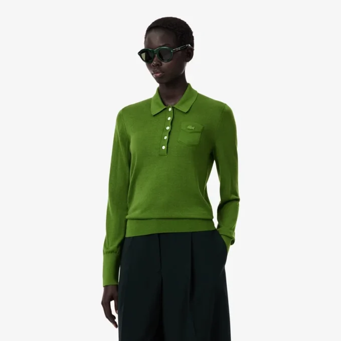 Runway-Pullover mit Polokragen aus Merinowolle