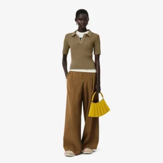Runway-Pullover mit Zopfmuster und Poloshirt-Kragen