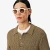 Runway-Pullover mit Zopfmuster und Poloshirt-Kragen