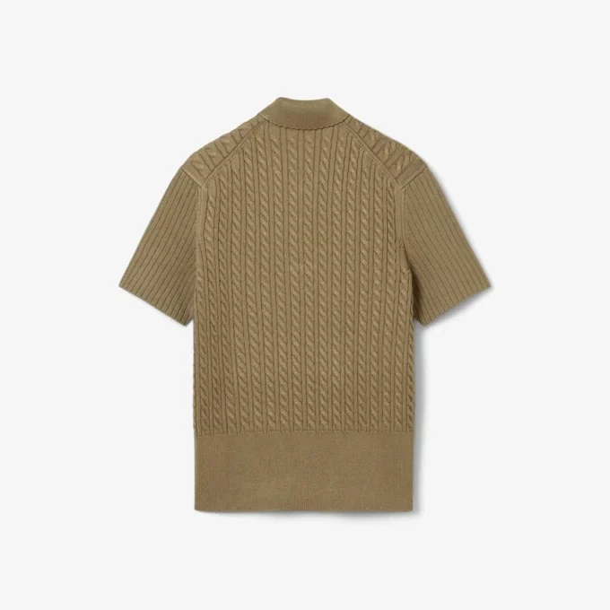 Runway-Pullover mit Zopfmuster und Poloshirt-Kragen