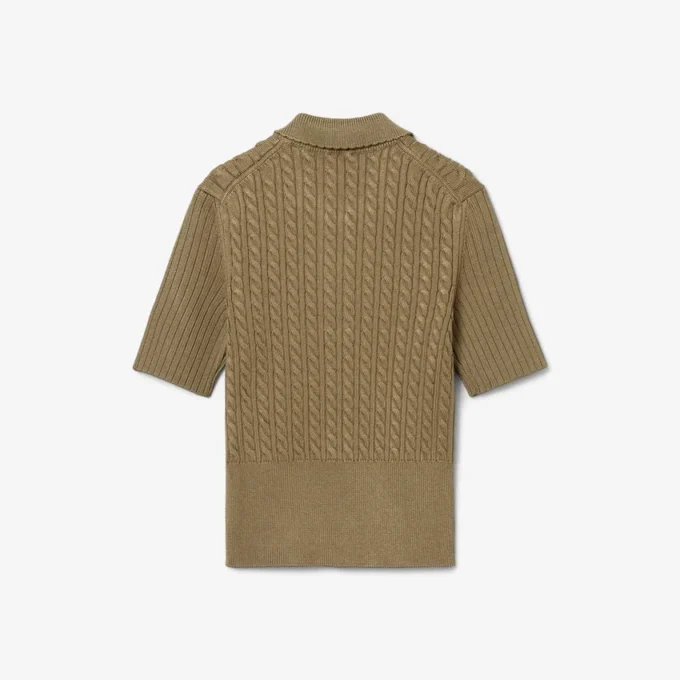Runway-Pullover mit Zopfmuster und Poloshirt-Kragen