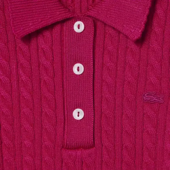 Runway-Pullover mit Zopfmuster und Poloshirt-Kragen