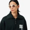 Runway-Sweatshirt mit hohem Kragen, Reißverschluss und Emblem