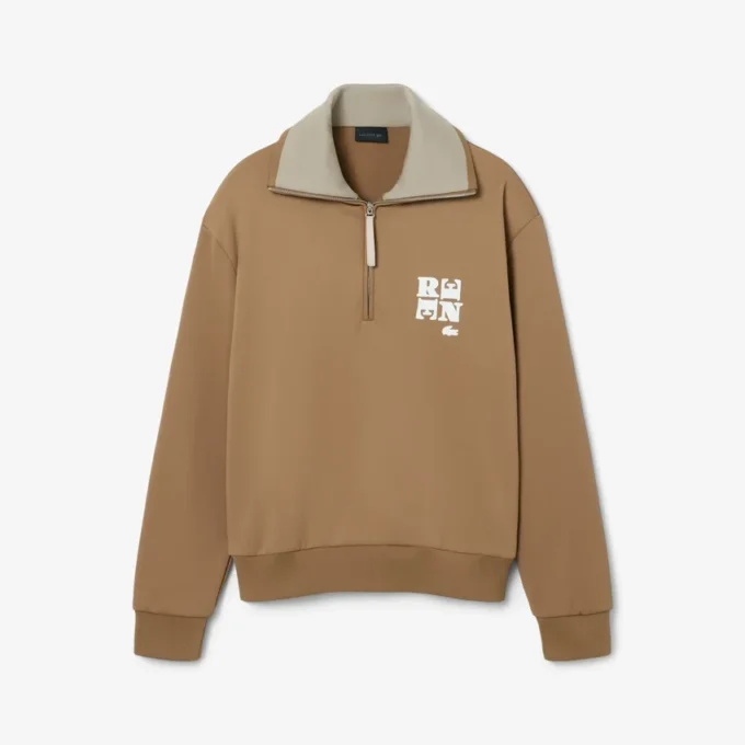 Runway-Sweatshirt mit hohem Kragen, Reißverschluss und Emblem