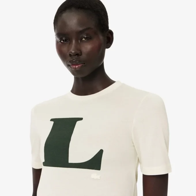 Runway-T-Shirt aus Seide mit Grafikprint