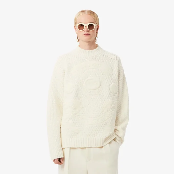 Runway-Wollpullover mit gesticktem Emblem