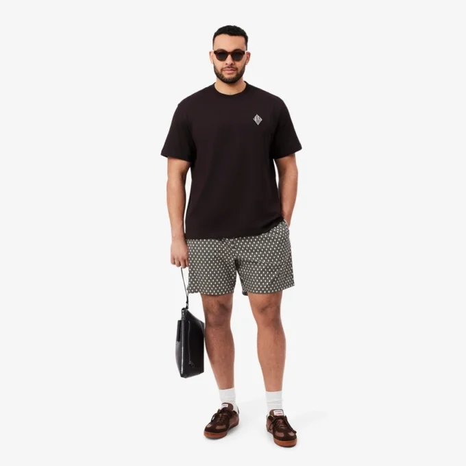 Shorts aus bedruckter Baumwoll-Blend-Mischung in lockerer Passform