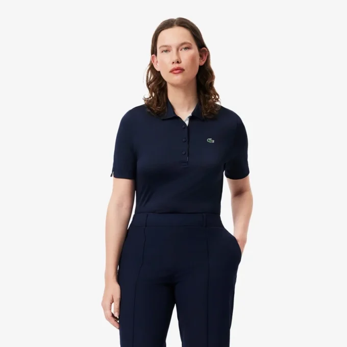 Slim-Fit-Golf-Poloshirt für Damen mit UV-Schutz und Stretch