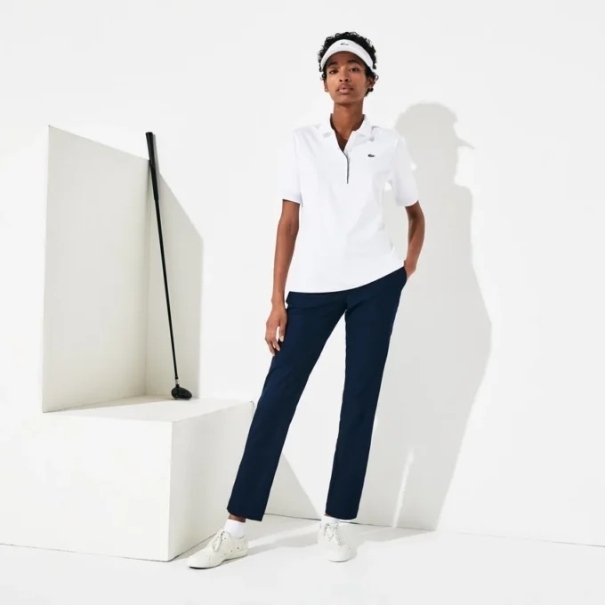 Slim-Fit-Golf-Poloshirt für Damen mit UV-Schutz und Stretch