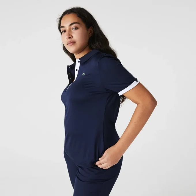Slim-Fit-Golf-Poloshirt für Damen mit UV-Schutz und Stretch