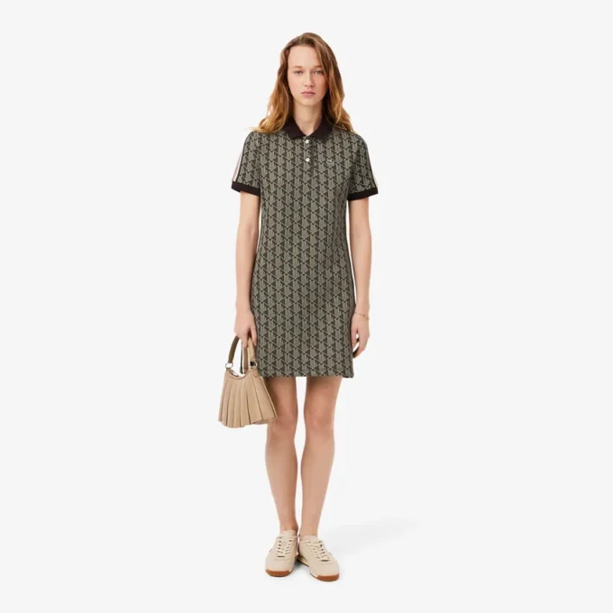 Slim-Fit-Monogramm-Poloshirt-Kleid für Damen