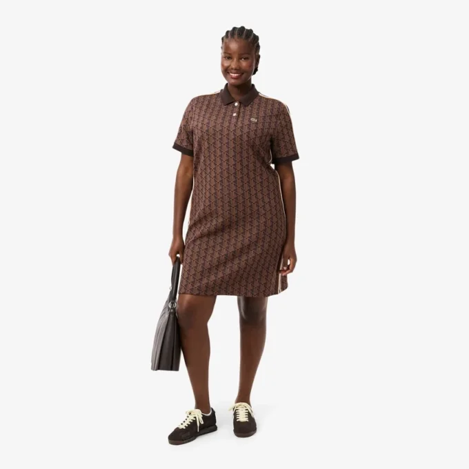 Slim-Fit-Monogramm-Poloshirt-Kleid für Damen