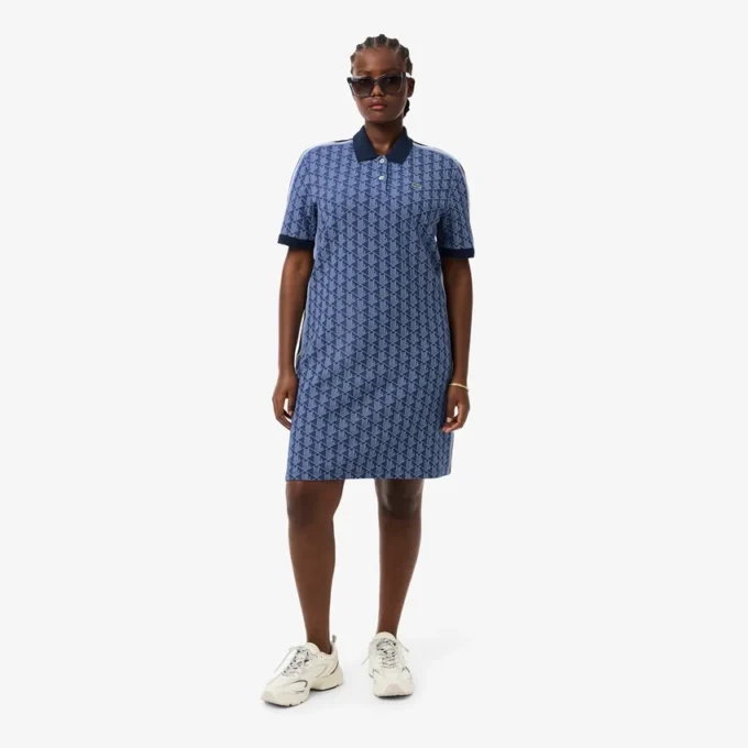 Slim-Fit-Monogramm-Poloshirt-Kleid für Damen