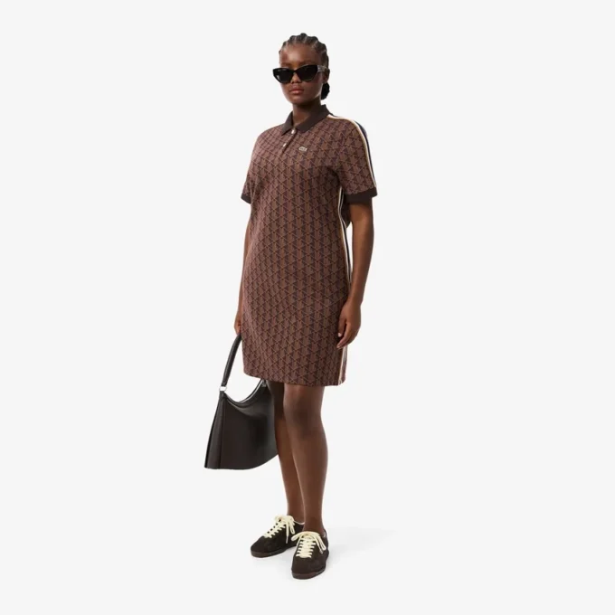 Slim-Fit-Monogramm-Poloshirt-Kleid für Damen
