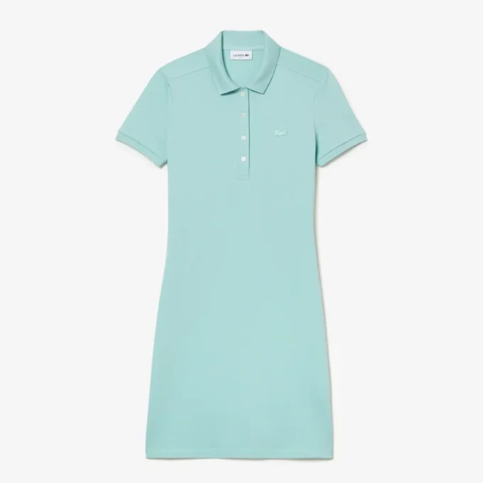 Slim-Fit-Stretch-Mini-Piqué-Poloshirt-Kleid für Damen