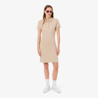Slim-Fit-Stretch-Mini-Piqué-Poloshirt-Kleid für Damen