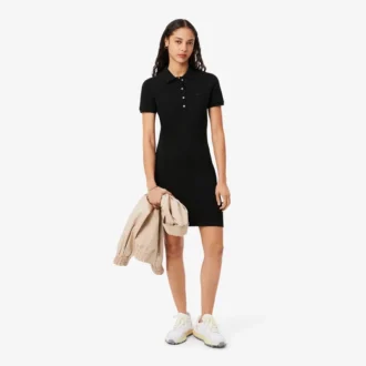 Slim-Fit-Stretch-Mini-Piqué-Poloshirt-Kleid für Damen