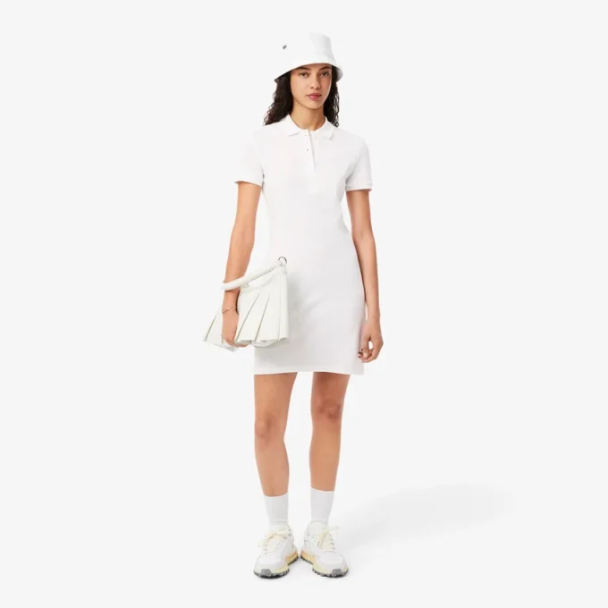 Slim-Fit-Stretch-Mini-Piqué-Poloshirt-Kleid für Damen
