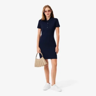 Slim-Fit-Stretch-Mini-Piqué-Poloshirt-Kleid für Damen
