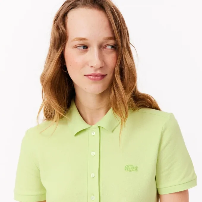 Slim-Fit-Stretch-Mini-Piqué-Poloshirt-Kleid für Damen