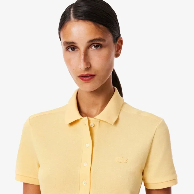 Slim-Fit-Stretch-Mini-Piqué-Poloshirt-Kleid für Damen