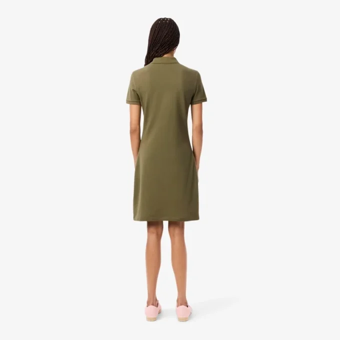 Slim-Fit-Stretch-Mini-Piqué-Poloshirt-Kleid für Damen