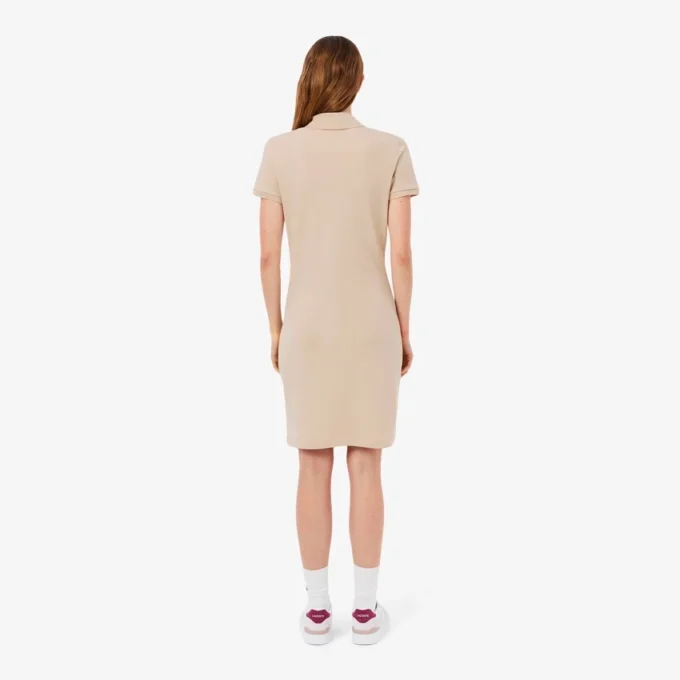Slim-Fit-Stretch-Mini-Piqué-Poloshirt-Kleid für Damen