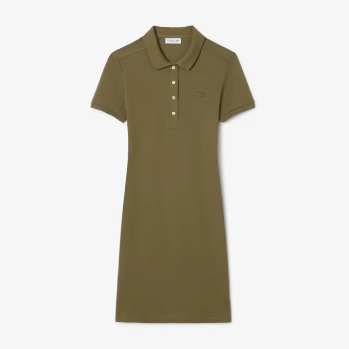 Slim-Fit-Stretch-Mini-Piqué-Poloshirt-Kleid für Damen