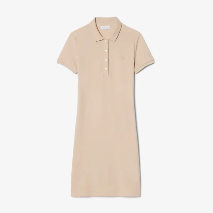 Slim-Fit-Stretch-Mini-Piqué-Poloshirt-Kleid für Damen