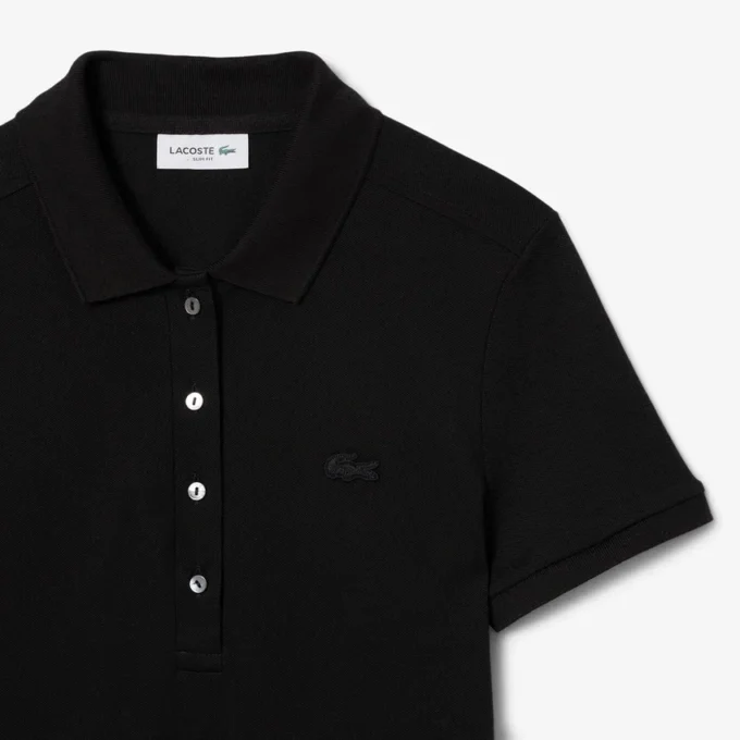 Slim-Fit-Stretch-Mini-Piqué-Poloshirt-Kleid für Damen