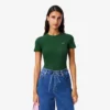 Slim-Fit-T-Shirt aus geripptem Baumwollstoff für Damen