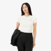Slim-Fit-T-Shirt aus geripptem Baumwollstoff für Damen