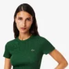 Slim-Fit-T-Shirt aus geripptem Baumwollstoff für Damen