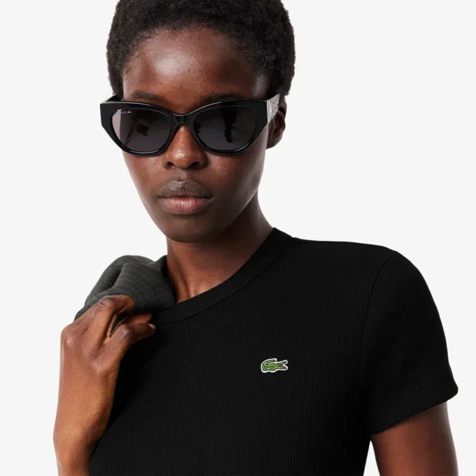 Slim-Fit-T-Shirt aus geripptem Baumwollstoff für Damen